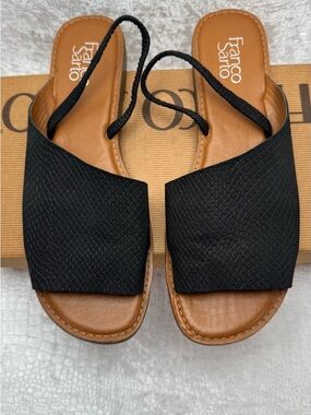 Franco Sarto Glory Snake Embossed Leather Sandals, Women’s size 10